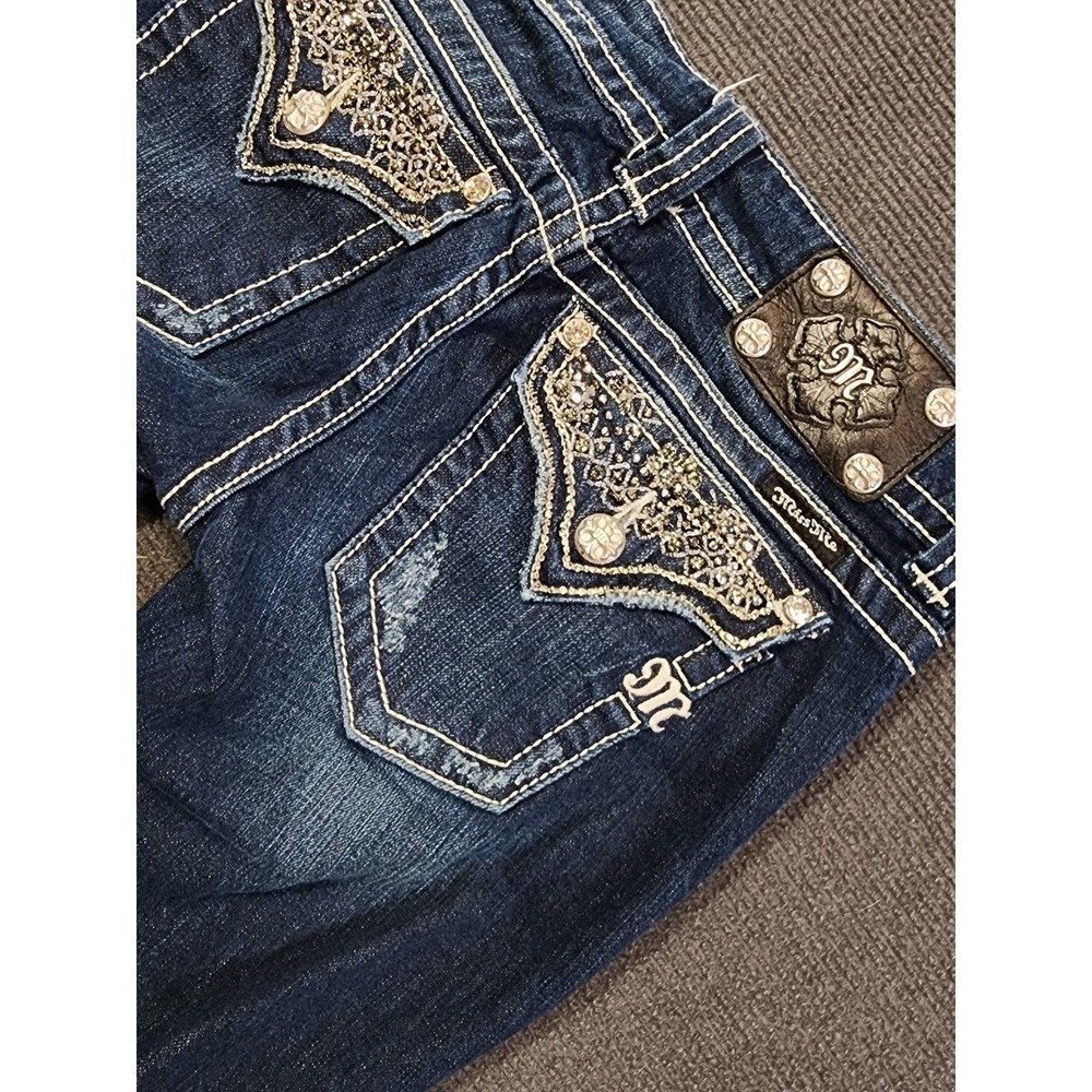 Miss Me Bootcut Jeans Women 28 Blue Embellished Pocket Y2K - Picture 2 of 15